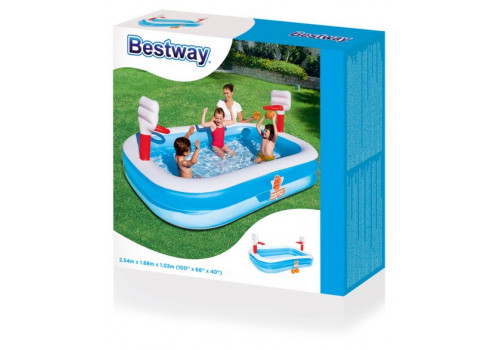 54122 Игровой бассейн Баскетбол + 2 мяча Bestway (251 х 168 х 102 см, 636 л)