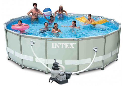 28324 Каркасный бассейн круглый Intex, 488х122см, фильтр-насос песчанный 4542 л/ч (28328,56451)